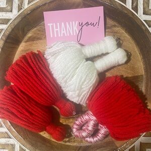 3 Piece tassel set Red/White/Zebra